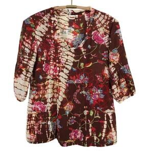 Tianello Shelby Floral Tie Dye Tunic SZ XS